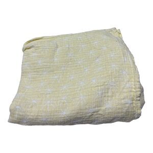 Patina Vie Muslin Swaddle Baby Blanket Yellow Starburst Asterisk Star Print